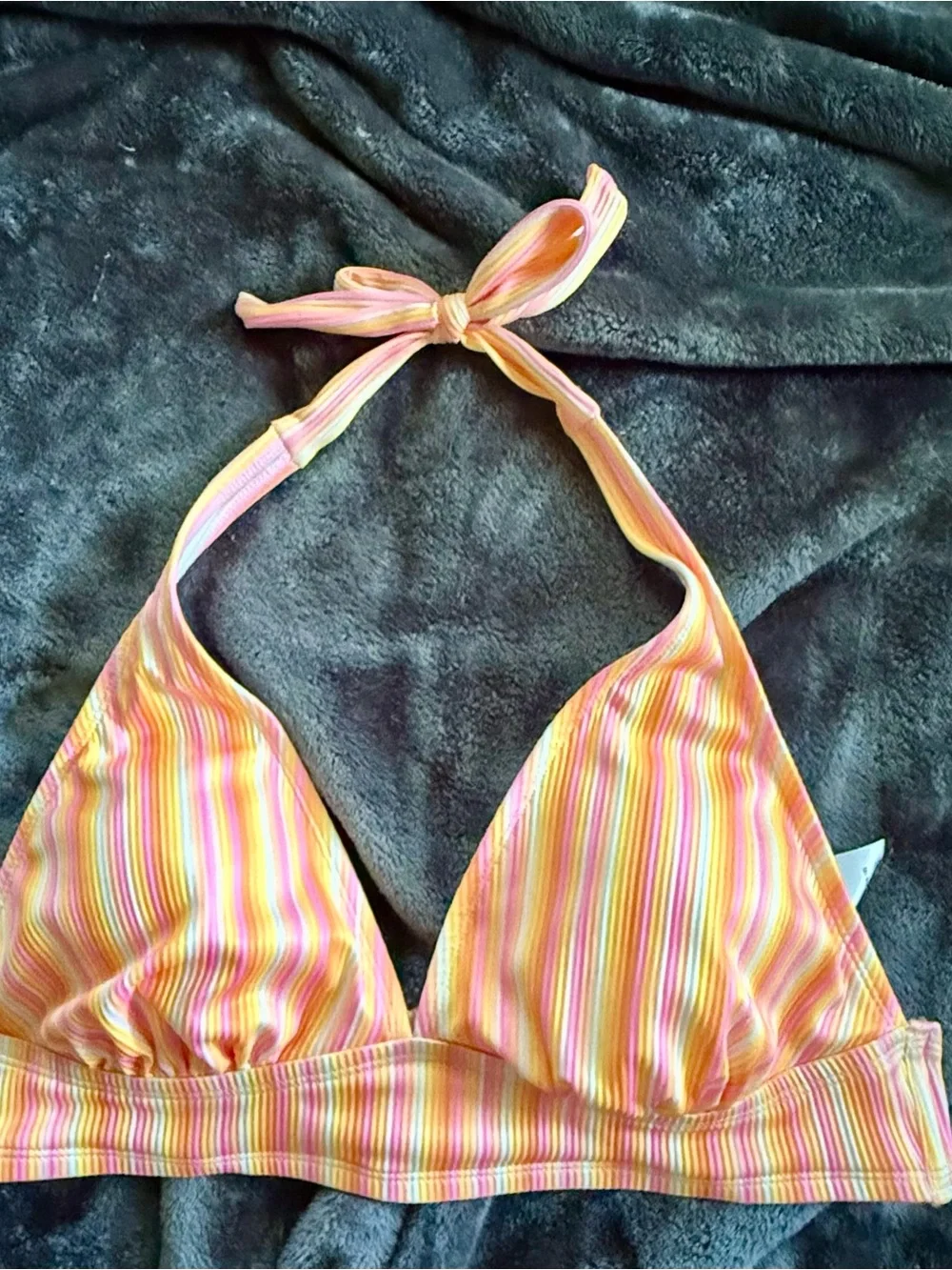 wild fable Pink and Yellow Striped Halter Bikini Top